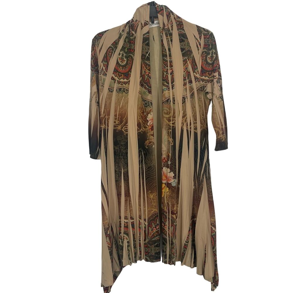 Fantazia Open Front Cardigan XL Southwestern Western Coastal Cowgirl Aesthetic